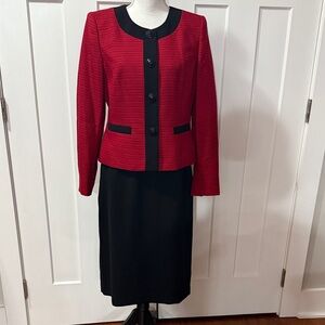 Evan Picone Red and Black Skirt Set